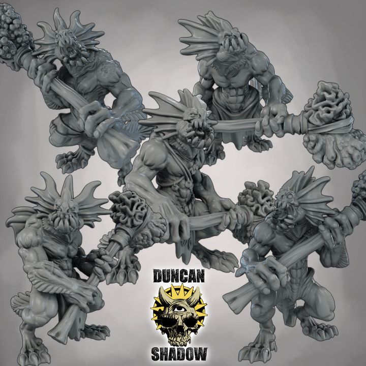 Sahuagin with Hammers - Resin Mini | DnD & Tabletop | 28mm