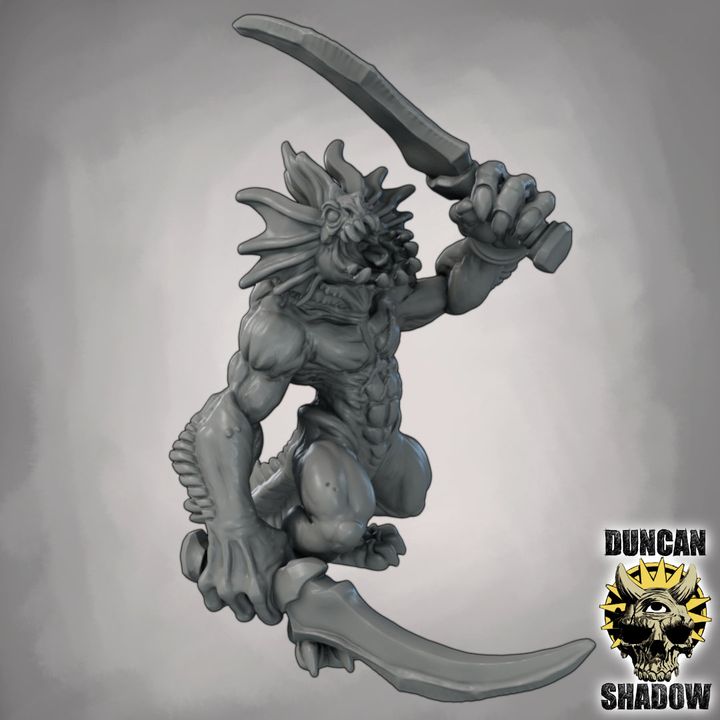 Sahuagin with Swords - Resin Mini | DnD & Tabletop | 28mm