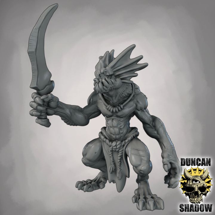 Sahuagin with Swords - Resin Mini | DnD & Tabletop | 28mm