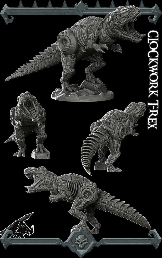 CLOCKWORK T-REX - Miniature | All Sizes | Dungeons and Dragons | Pathfinder | War Gaming