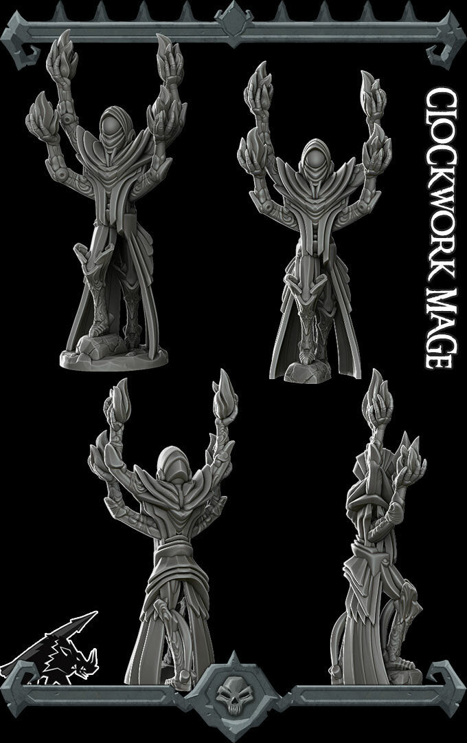 CLOCKWORK MAGE- Miniature | All Sizes | Dungeons and Dragons | Pathfinder | War Gaming