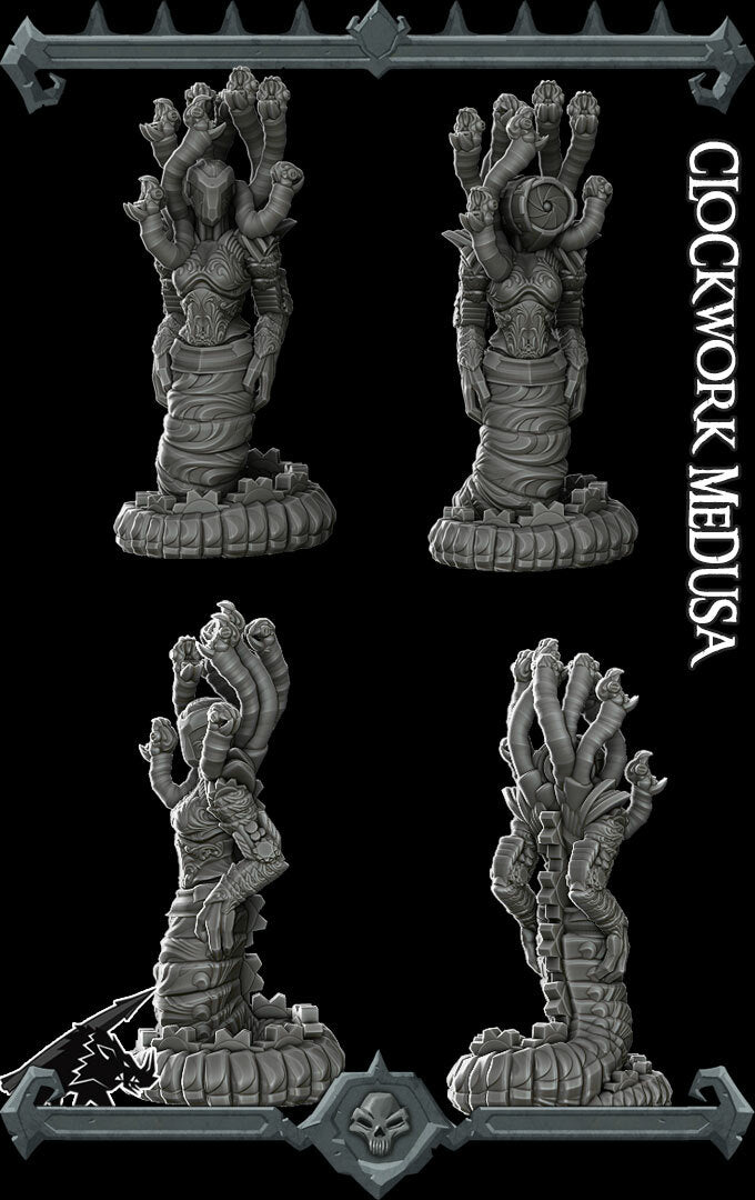 CLOCKWORK MEDUSA - Miniature | All Sizes | Dungeons and Dragons | Pathfinder | War Gaming