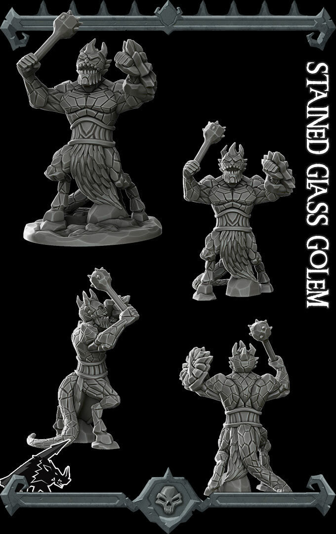 STAINED GLASS GOLEM - Miniature | All Sizes | Dungeons and Dragons | Pathfinder | War Gaming