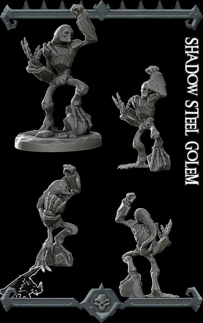 SHADOW STEEL GOLEM - Miniature | All Sizes | Dungeons and Dragons | Pathfinder | War Gaming