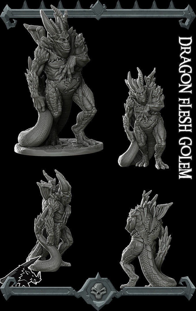 DRAGON FLESH GOLEM - Miniature | All Sizes | Dungeons and Dragons | Pathfinder | War Gaming