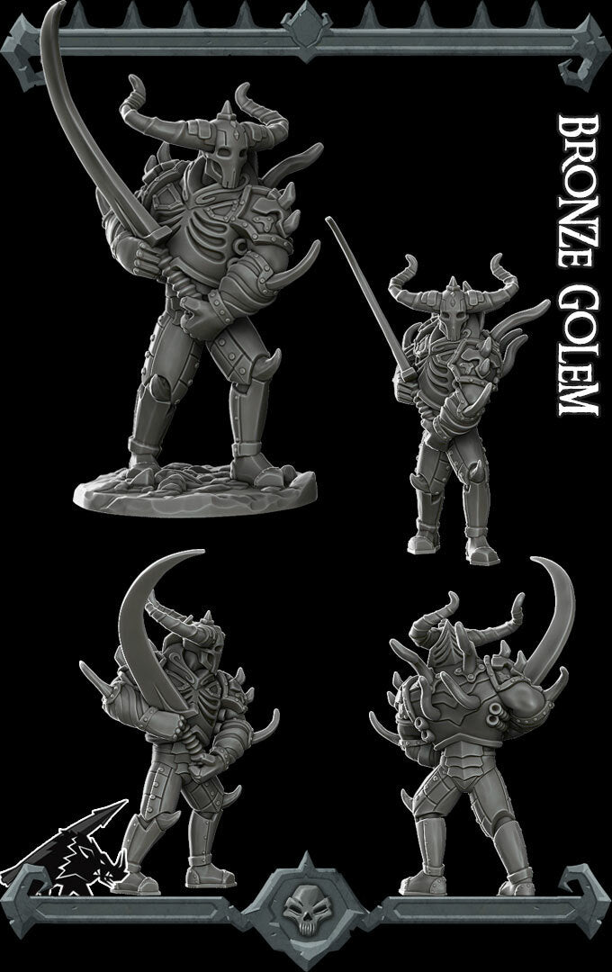 BRONZE GOLEM - Miniature | All Sizes | Dungeons and Dragons | Pathfinder | War Gaming