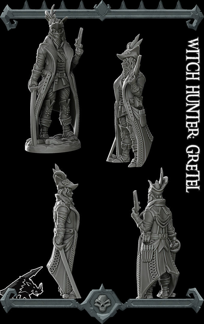 WITCH HUNTER GRETEL - Miniature | All Sizes | Dungeons and Dragons | Pathfinder | War Gaming