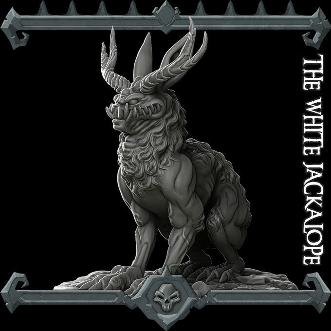 THE WHITE JACKALOPE - Miniature | All Sizes | Dungeons and Dragons | Pathfinder | War Gaming
