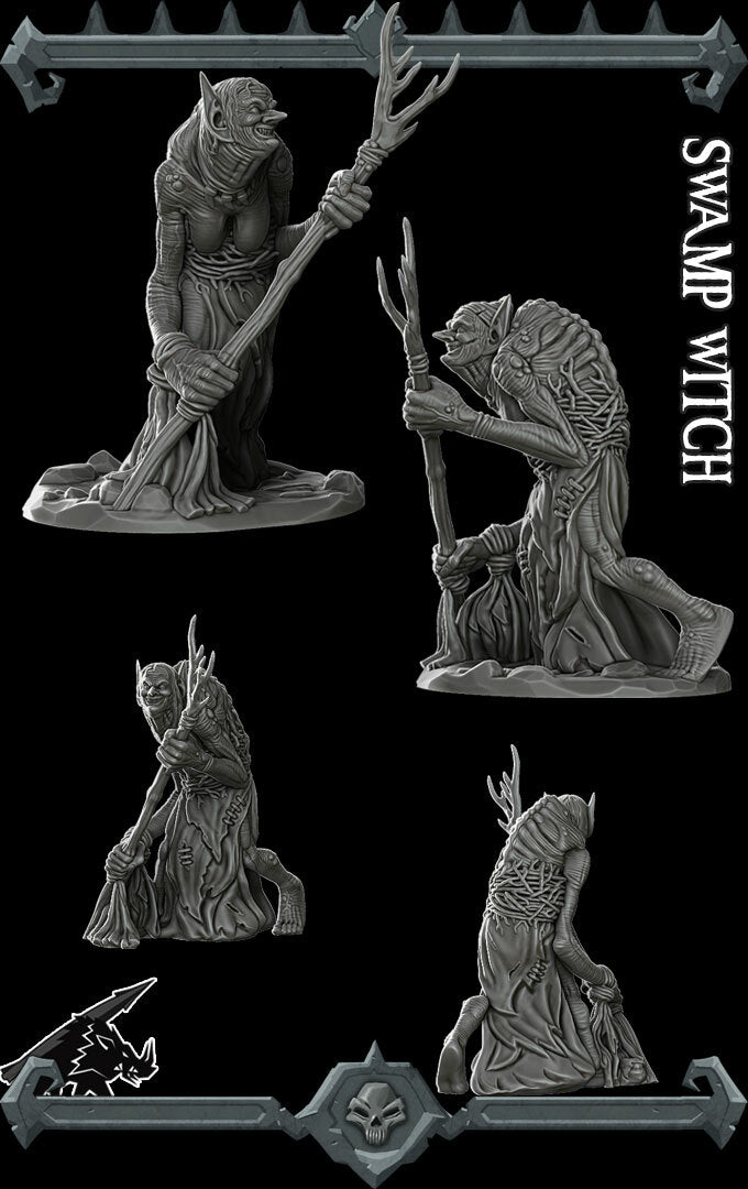 SWAMP WITCH - Miniature | All Sizes | Dungeons and Dragons | Pathfinder | War Gaming