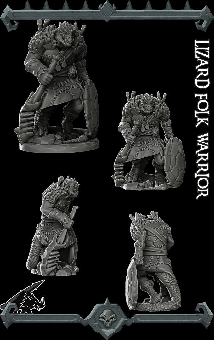 LIZARDFOLK WARRIOR - Miniature | Dungeons and dragons | Cthulhu | Pathfinder | War Gaming