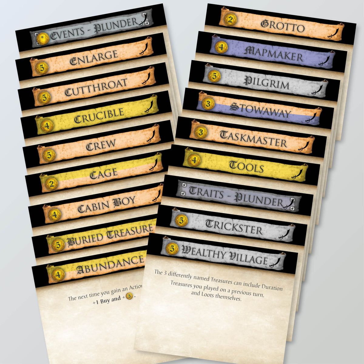 Dominion - PLUNDER - Game Card Dividers - High Quality Printed Cards