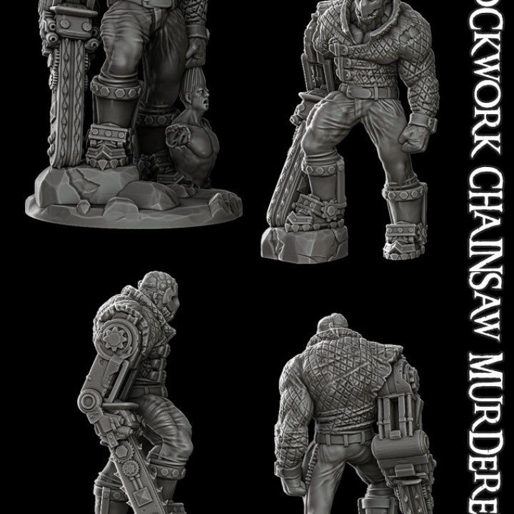 CLOCKWORK CHAINSAW MURDERER - Dungeons and dragons | Cthulhu | Pathfinder | War Gaming| Miniature Model