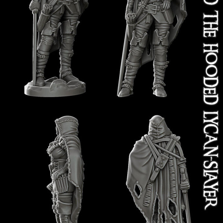 RED HOODED LYCAN SLAYER - Miniature | All Sizes | Dungeons and Dragons | Pathfinder | War Gaming