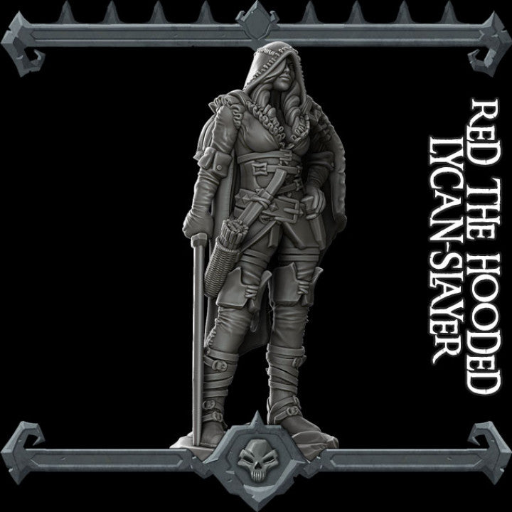RED HOODED LYCAN SLAYER - Miniature | All Sizes | Dungeons and Dragons | Pathfinder | War Gaming