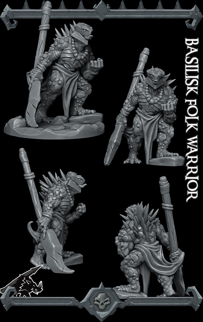 BASILISK FOLK WARRIOR - Miniature -All Sizes | Dungeons and Dragons | Pathfinder | War Gaming