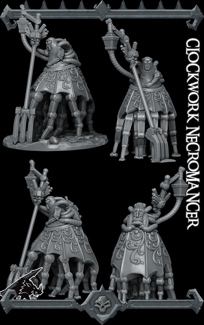 CLOCKWORK NECROMANCER - Miniature | All Sizes | Dungeons and Dragons | Pathfinder | War Gaming