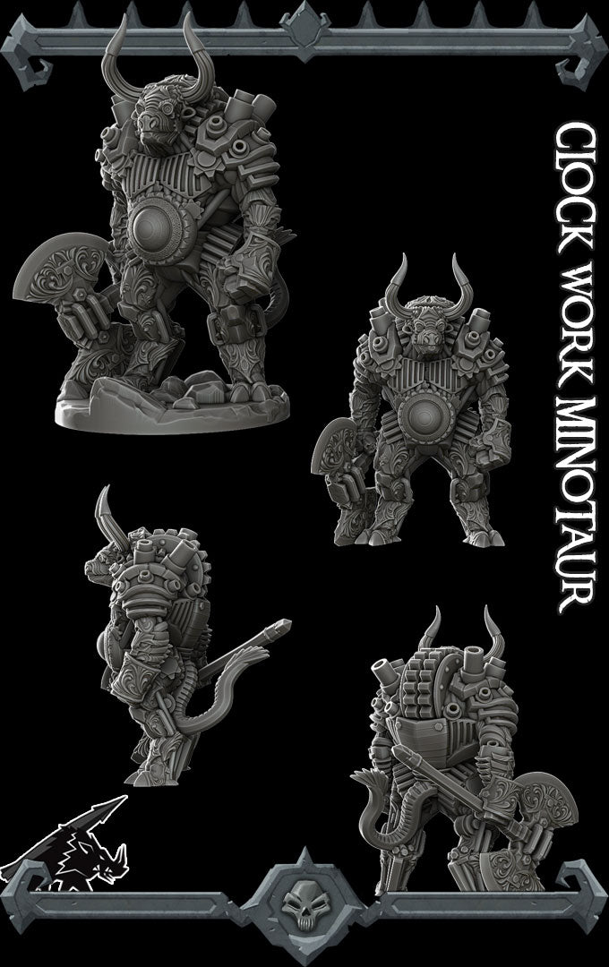 CLOCKWORK MINOTAUR - Miniature | All Sizes | Dungeons and Dragons | Pathfinder | War Gaming