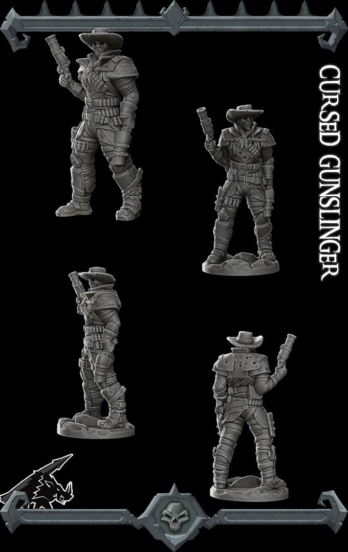 CURSED GUNSLINGER - Miniature | All Sizes | Dungeons and Dragons | Pathfinder | War Gaming
