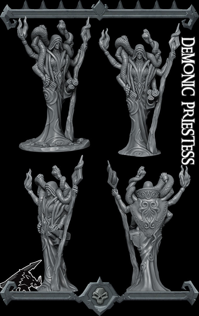 DEMONIC PRIESTESS - Miniature | All Sizes | Dungeons and Dragons | Pathfinder | War Gaming