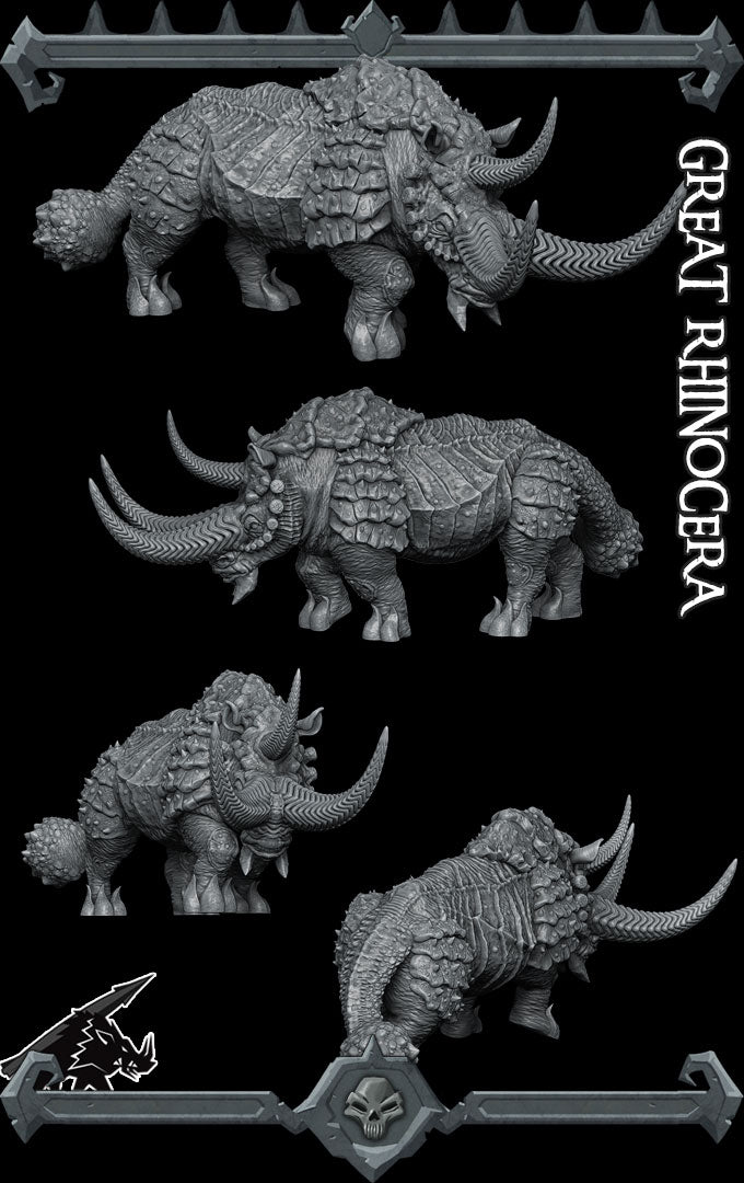 GREAT RHINOCERA - Miniature -All Sizes | Dungeons and Dragons | Pathfinder | War Gaming