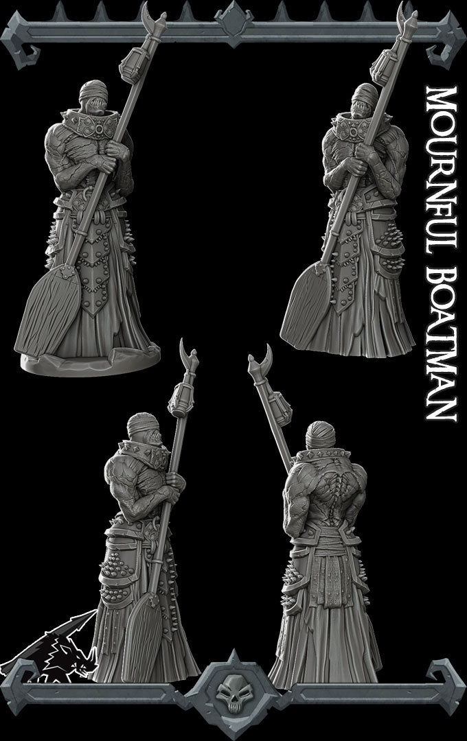 MOURNFUL BOATMAN Humanoid Resin 3D Printed Fantasy Miniature D&D Tabletop RPG