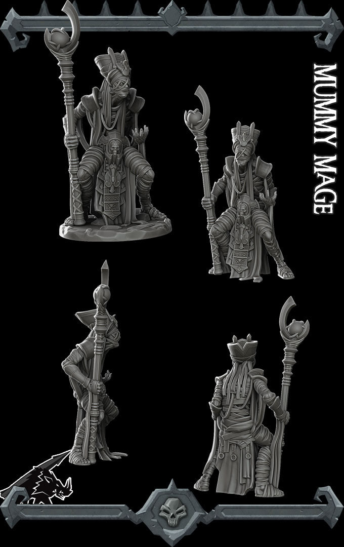 MUMMY MAGE Undead Resin 3D Printed Fantasy Miniature D&D Tabletop RPG