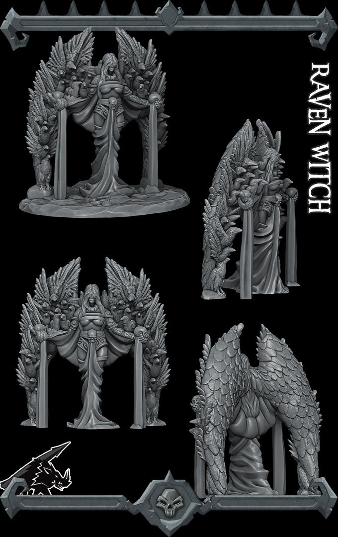 RAVEN WITCH - Miniature -All Sizes | Dungeons and Dragons | Pathfinder | War Gaming