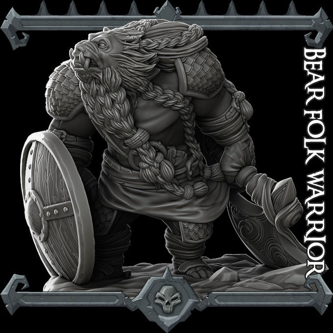 BEAR FOLK WARRIOR - Miniature -All Sizes | Dungeons and Dragons | Pathfinder | War Gaming