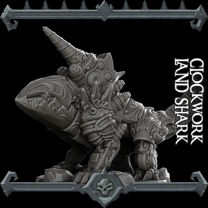 CLOCKWORK LANDSHARK - Miniature -All Sizes | Dungeons and Dragons | Pathfinder | War Gaming