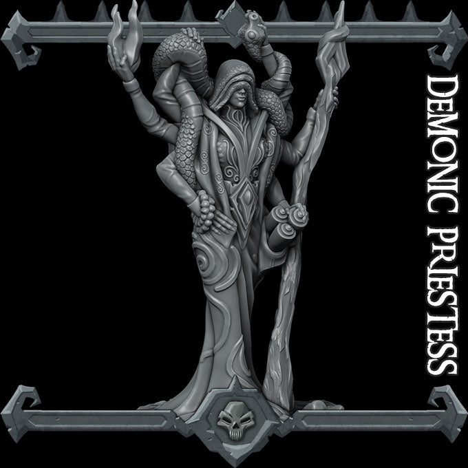 DEMONIC PRIESTESS - Miniature | All Sizes | Dungeons and Dragons | Pathfinder | War Gaming