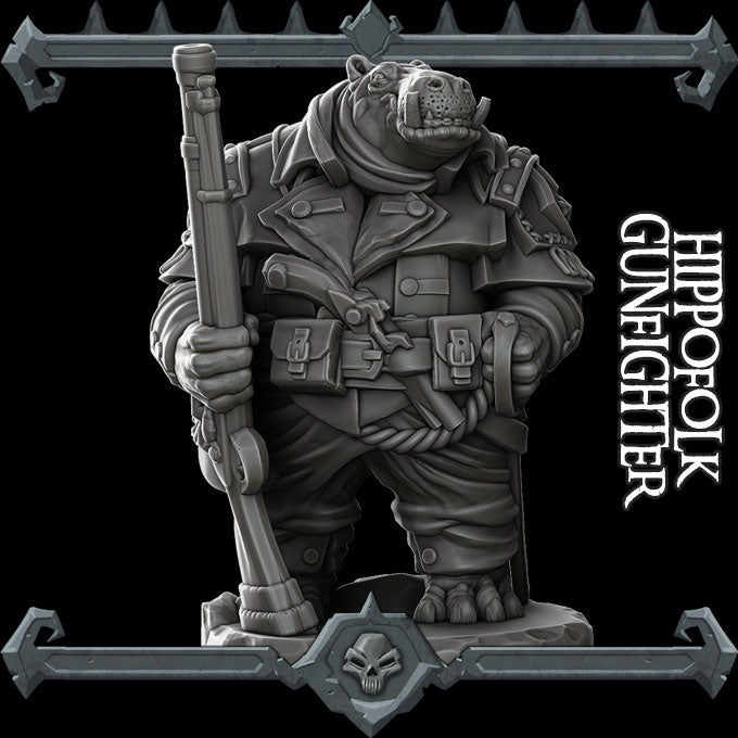 HIPPOFOLK GUNFIGHTER- Miniature | All Sizes | Dungeons and Dragons | Pathfinder | War Gaming
