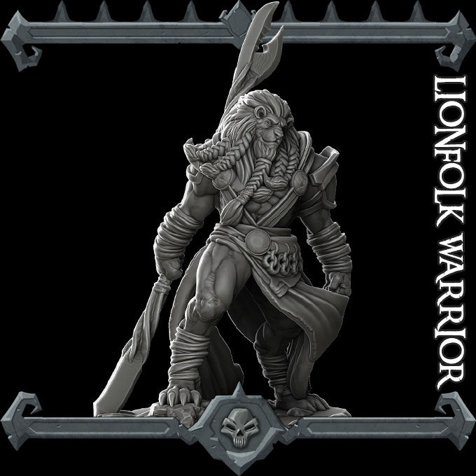 LIONFOLK WARRIOR - Miniature | All Sizes | Dungeons and Dragons | Pathfinder | War Gaming