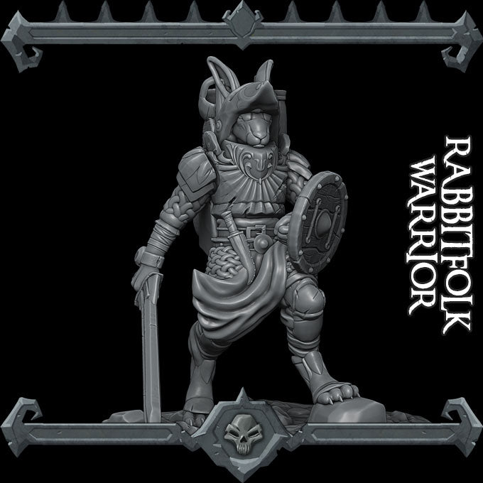 RABBITFOLK WARRIOR - Miniature | All Sizes | Dungeons and Dragons | Pathfinder | War Gaming