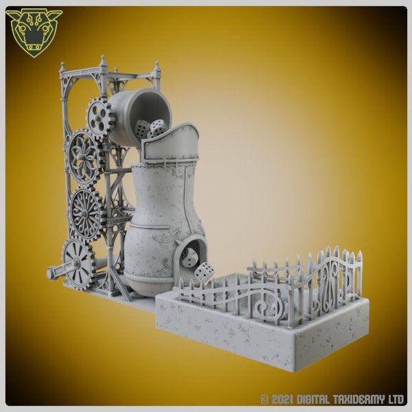 Steampunk Dice Foundry - A huge dice tower with rotating parts by Digital Taxidermy