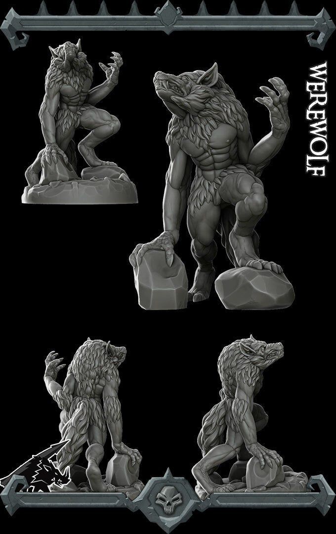 Werewolf - Miniature -All Sizes | Dungeons and Dragons | Pathfinder | War Gaming
