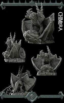 Chimera - Miniature -All Sizes | Dungeons and Dragons | Pathfinder | War Gaming