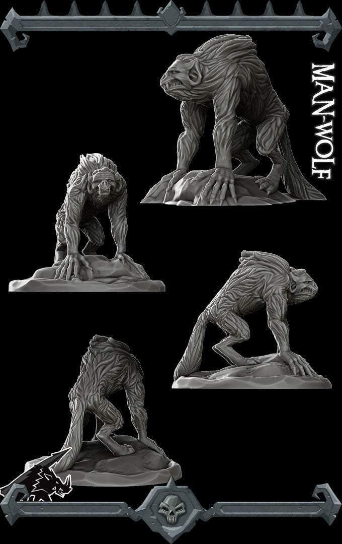 MAN-WOLF - Miniature -All Sizes | Dungeons and Dragons | Pathfinder | War Gaming