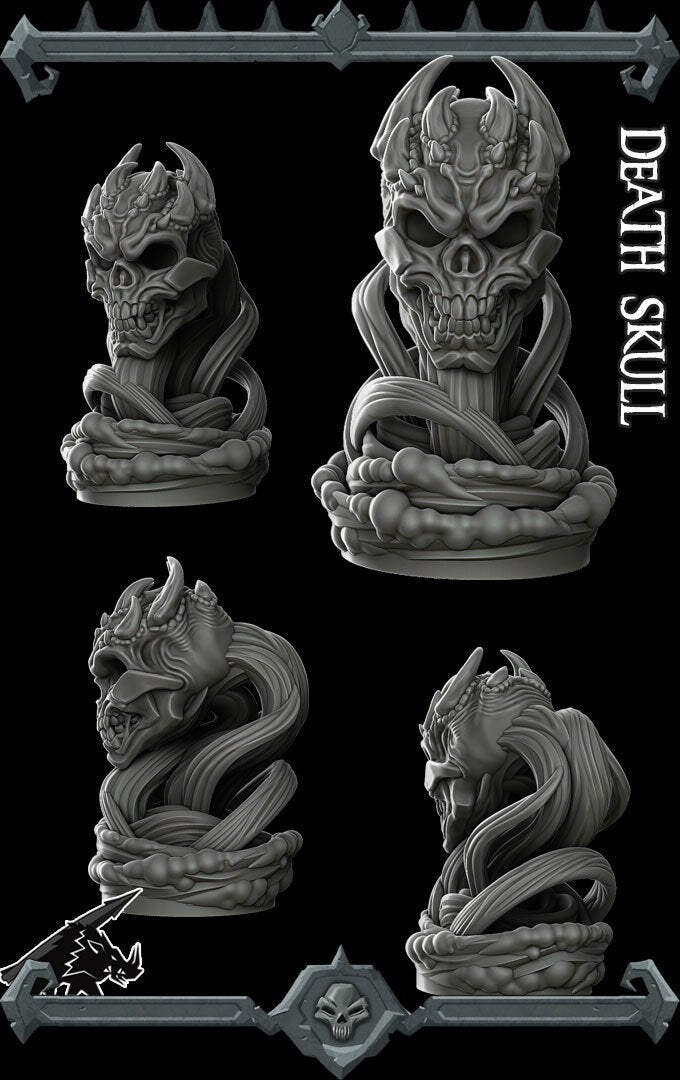 DEATH SKULL - Miniature -All Sizes | Dungeons and Dragons | Pathfinder | War Gaming
