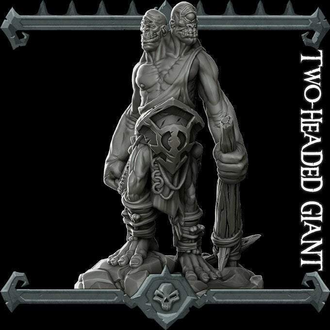 TWO HEADED GIANT - Miniature -All Sizes | Dungeons and Dragons | Pathfinder | War Gaming