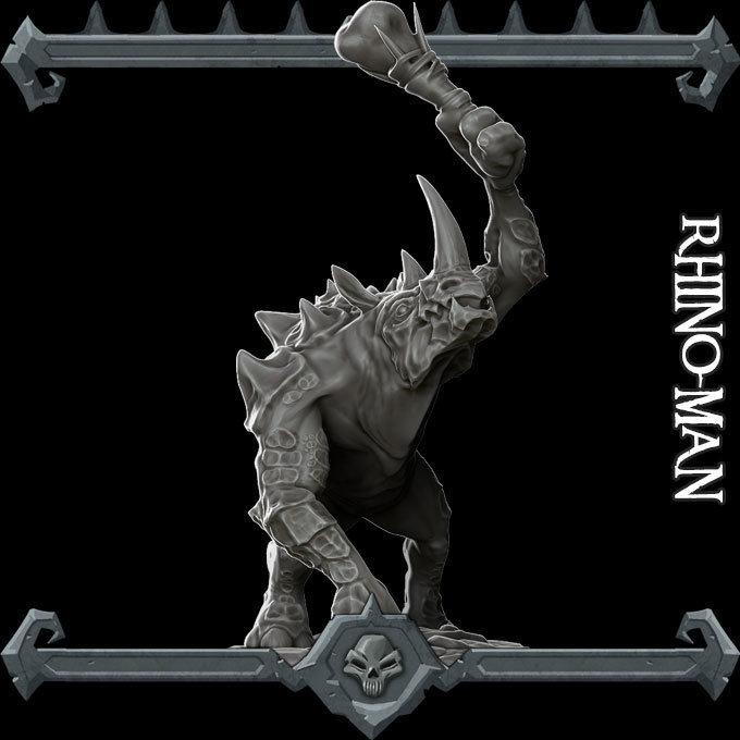 RHINO MAN - Miniature -All Sizes | Dungeons and Dragons | Pathfinder | War Gaming