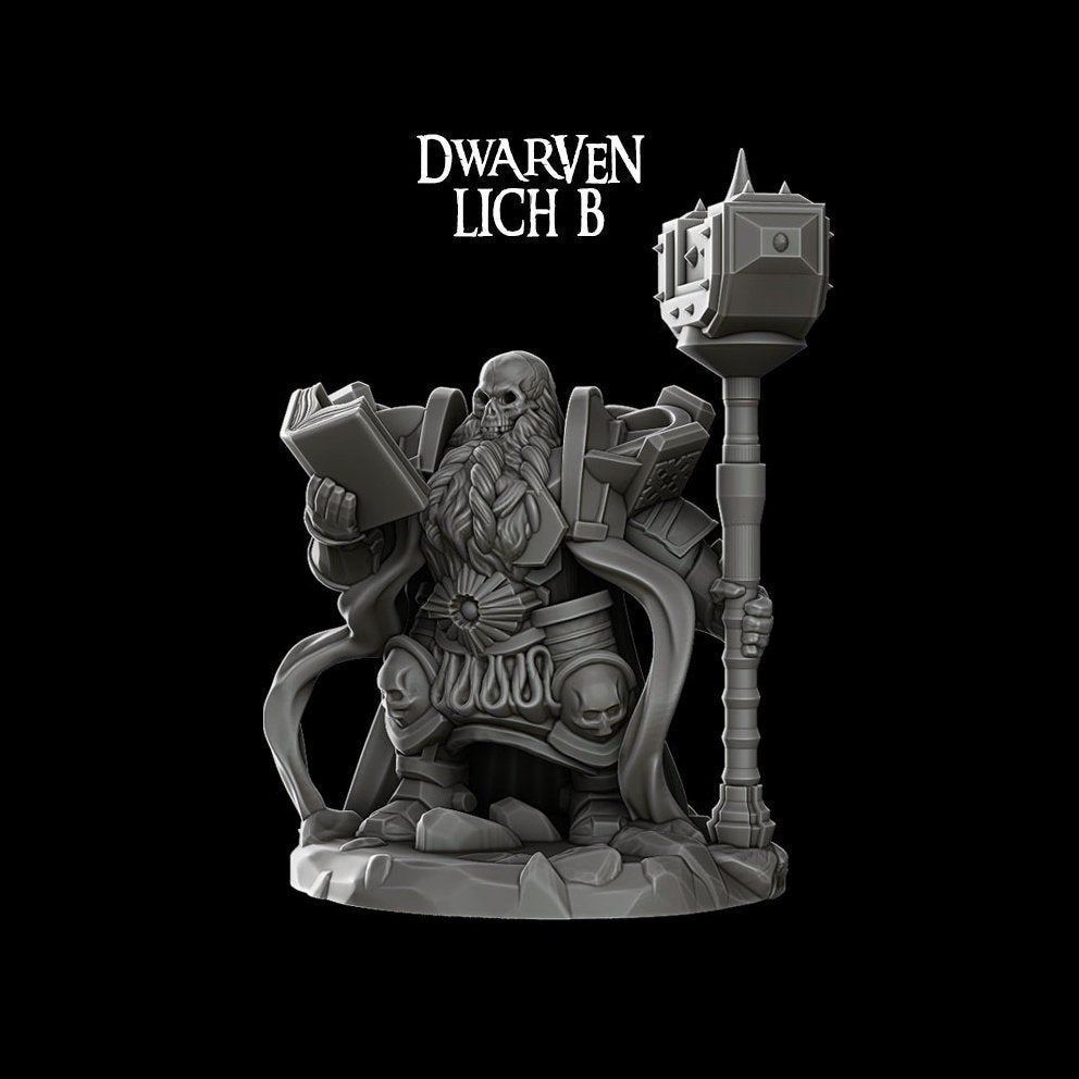 DWARVEN LICH - Miniature - Many Size Options | All Sizes | Dungeons and Dragons | Pathfinder | War Gaming