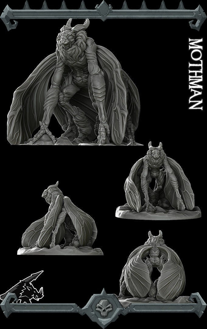 MOTHMAN Humanoid Resin 3D Printed Fantasy Miniature D&D Tabletop RPG