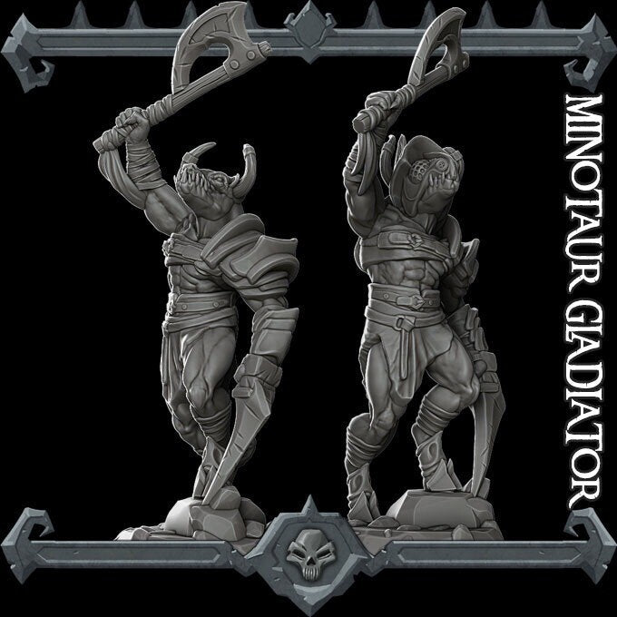 MINOTAUR GLADIATOR - Miniature | All Sizes | Dungeons and Dragons | Pathfinder | War Gaming