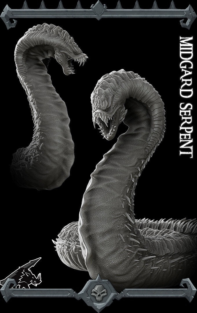MIDGARD SERPENT - EPIC Model | 20 Inches Long | Dungeons and dragons | Pathfinder | War Gaming