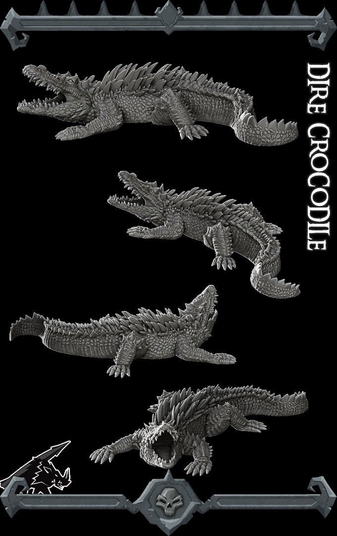 DIRE CROCODILE - Resin miniature | Many Size Options |Dungeons and dragons | Cthulhu| Pathfinder | War Gaming