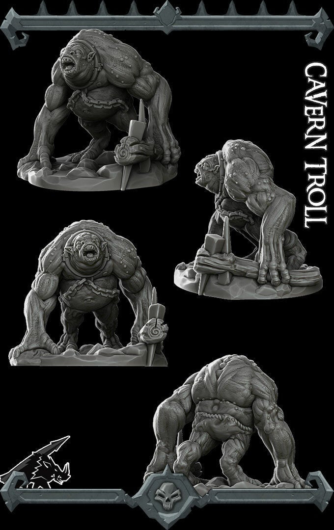 CAVERN TROLL - Miniature | All Sizes | Dungeons and Dragons | Pathfinder | War Gaming