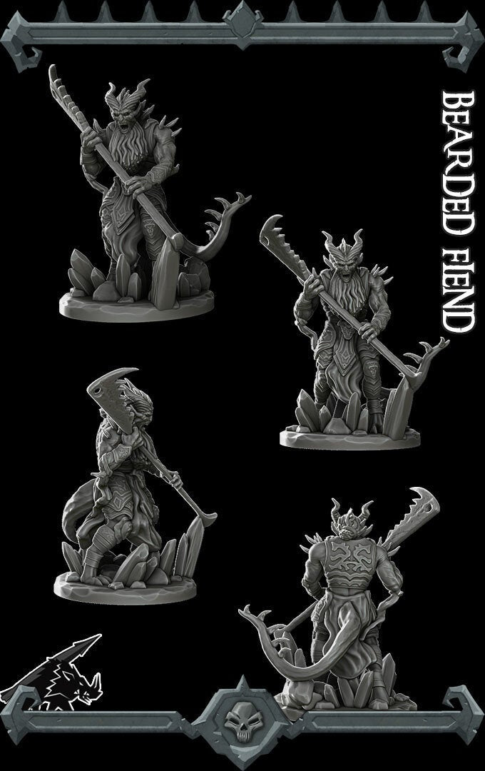 BEARDED FIEND - Miniature | All Sizes | Dungeons and Dragons | Pathfinder | War Gaming