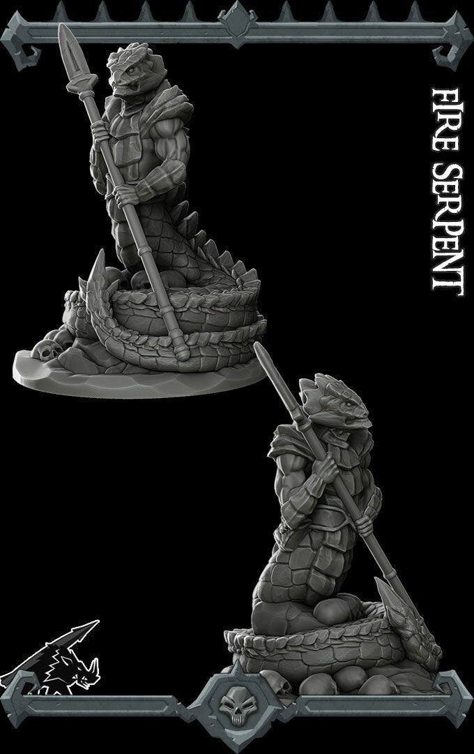 FIRE SERPENT- Miniature | All Sizes | Dungeons and Dragons | Pathfinder | War Gaming