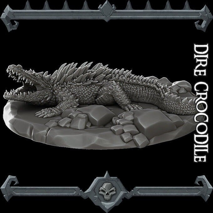 DIRE CROCODILE - Resin miniature | Many Size Options |Dungeons and dragons | Cthulhu| Pathfinder | War Gaming