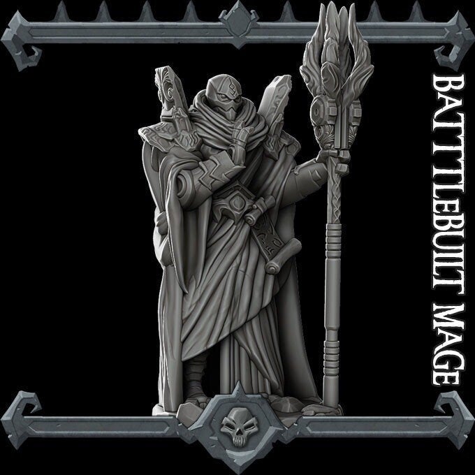 BATTLEBUILT MAGE - Miniature | All Sizes | Dungeons and Dragons | Pathfinder | War Gaming